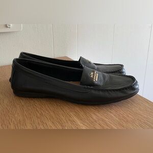 Coach Opal Black Pebble Grain Leather Flat Driving